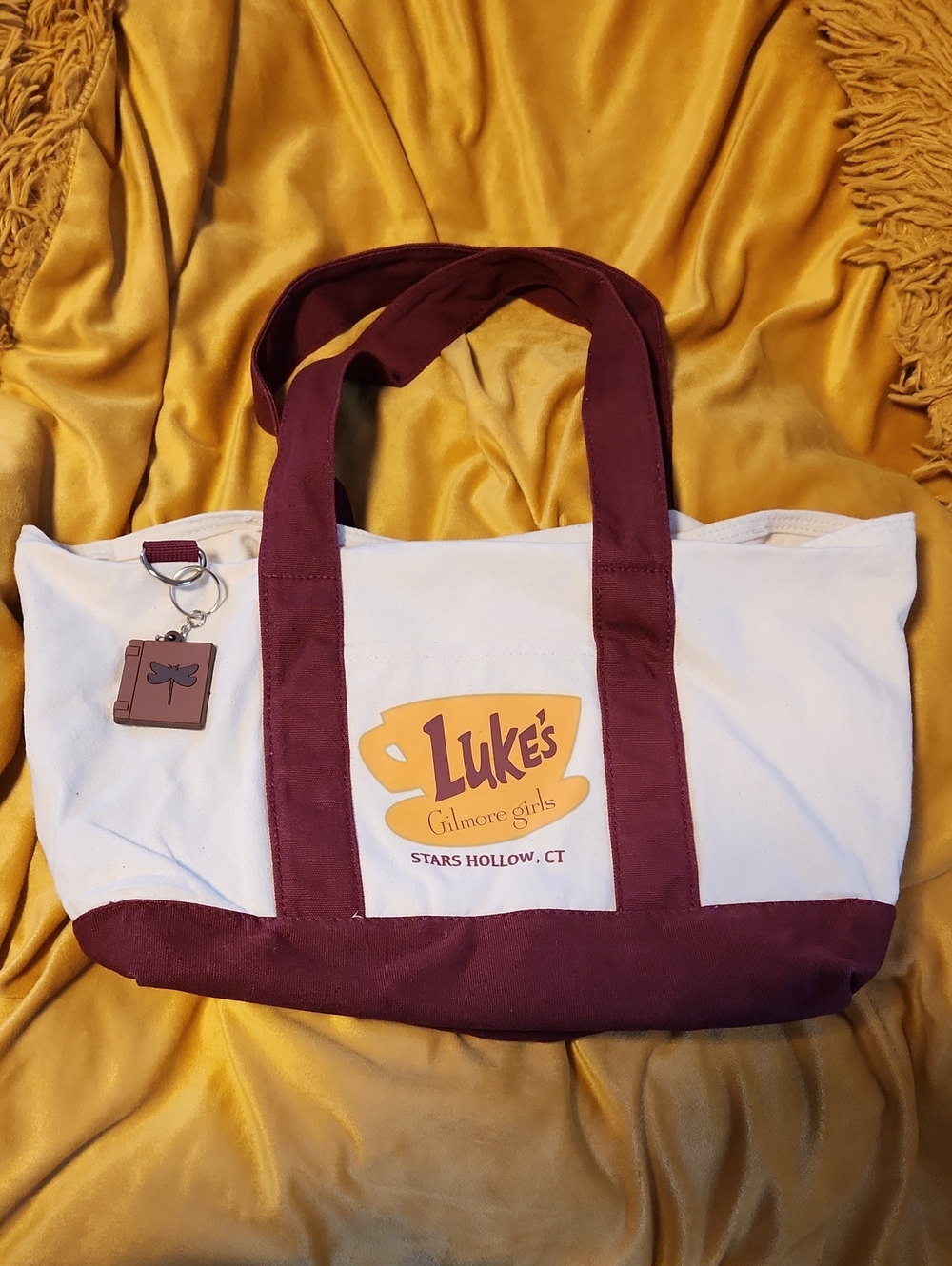 Gilmore Girls Luke's Diner Cream & Burgundy Canvas Tote